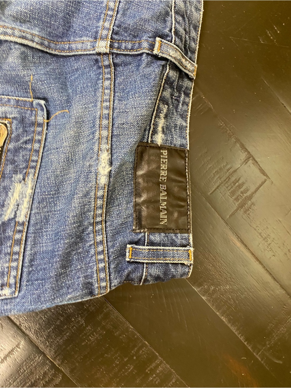 Pierre Balmain Men's Straight-Leg Distressed Denim Jeans in Blue - Picture 11 of 16